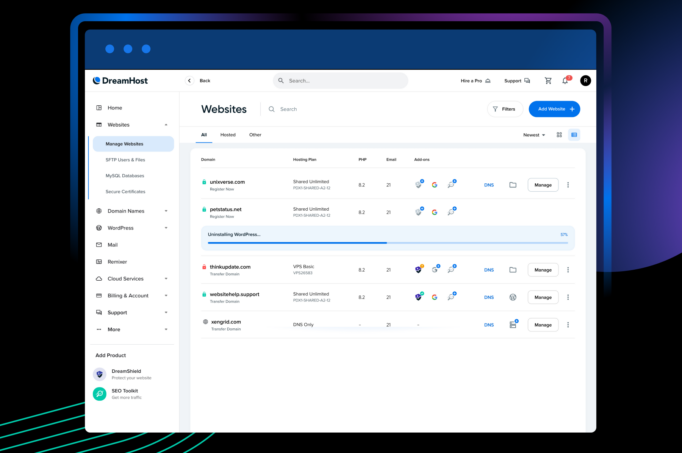 Actualizaciones del Panel: Mejoras en “Administración de Sitios Web” 2.0